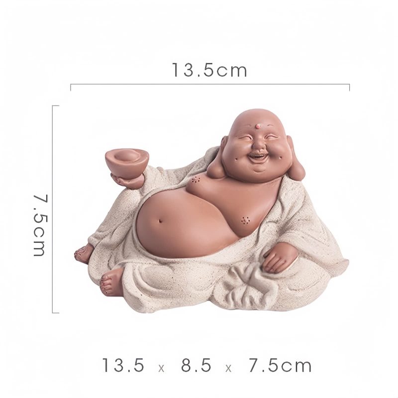 Estatua de Buda Maitreya de Arcilla Morada para la Riqueza Purple Clay Maitreya Wealth Buddha Statue