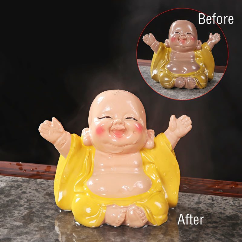 Figura de Buda Ríe de Resina con Cambio de Color Resin Color Changing Laughing Buddha Figurine