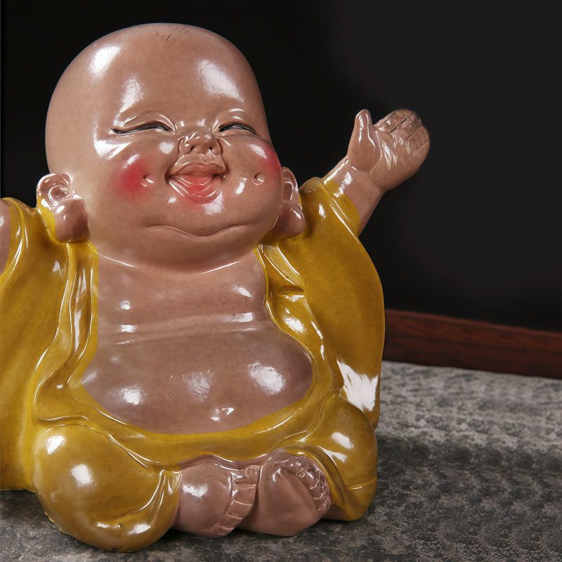 Figura de Buda Ríe de Resina con Cambio de Color Resin Color Changing Laughing Buddha Figurine