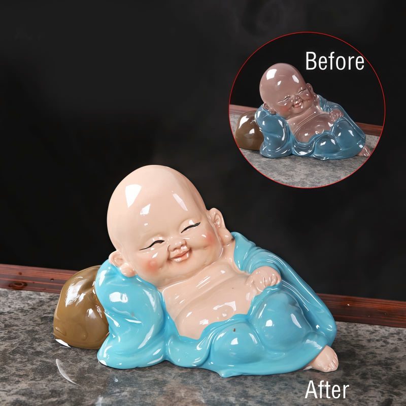 Figura de Buda Ríe de Resina con Cambio de Color Resin Color Changing Laughing Buddha Figurine