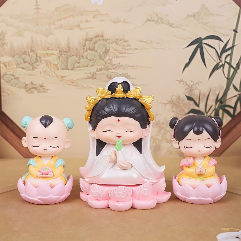 Estatua de Loto de Avalokiteshvara de Resina para la Decoración Armoniosa del Hogar Resin Avalokitesvara Lotus Statue for Harmony Home Decor