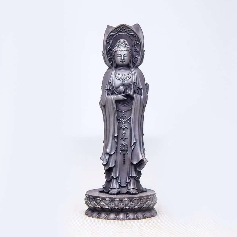 Patung Kwan Yin Bubuk Besi Berkarat - Simbol Kasih Sayang Tiga Wajah Rusty Iron Powder Kwan Yin Statue - Three-Faced Compassion Symbol