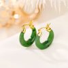 أقراط من حجر الهيتيان السماوي الفيروزي الفضي الإسترليني مع تعليقة للحظ Sterling Silver Hetian Cyan Jade Luck Drop Earrings