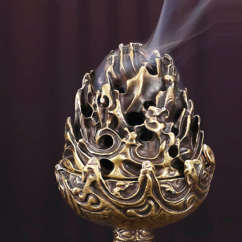Quemador de Incienso Miniatura de Aleación de Cobre Tibetano Tibetan Copper Alloy Mini Mountain Incense Burner