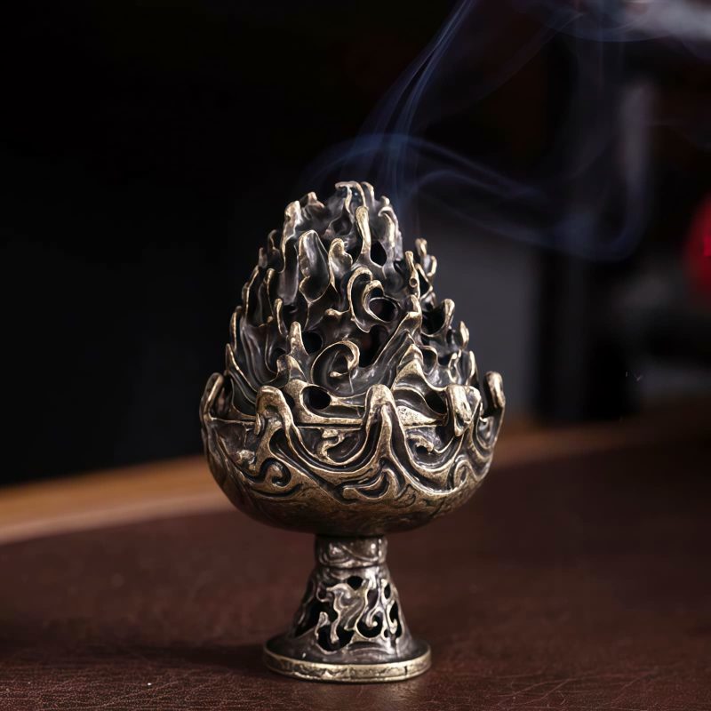 Quemador de Incienso Miniatura de Aleación de Cobre Tibetano Tibetan Copper Alloy Mini Mountain Incense Burner