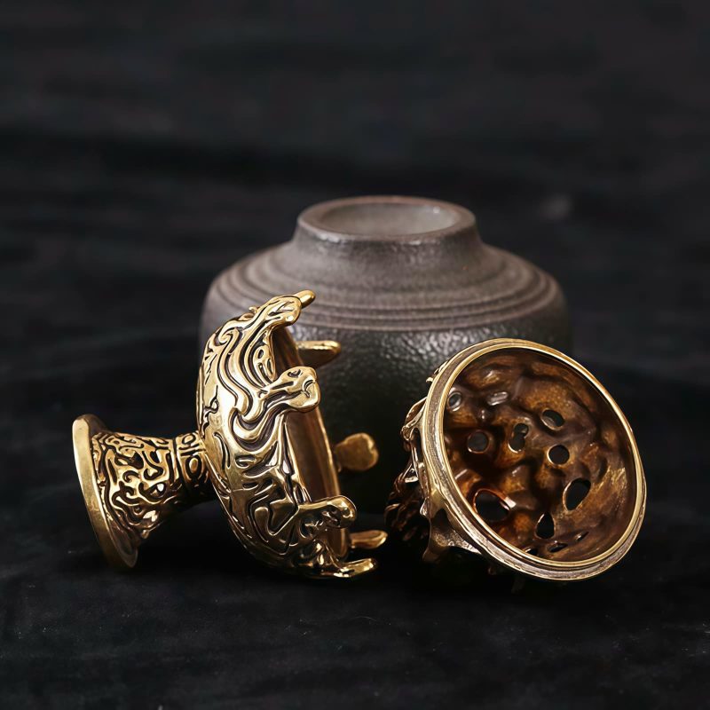 Quemador de Incienso Miniatura de Aleación de Cobre Tibetano Tibetan Copper Alloy Mini Mountain Incense Burner