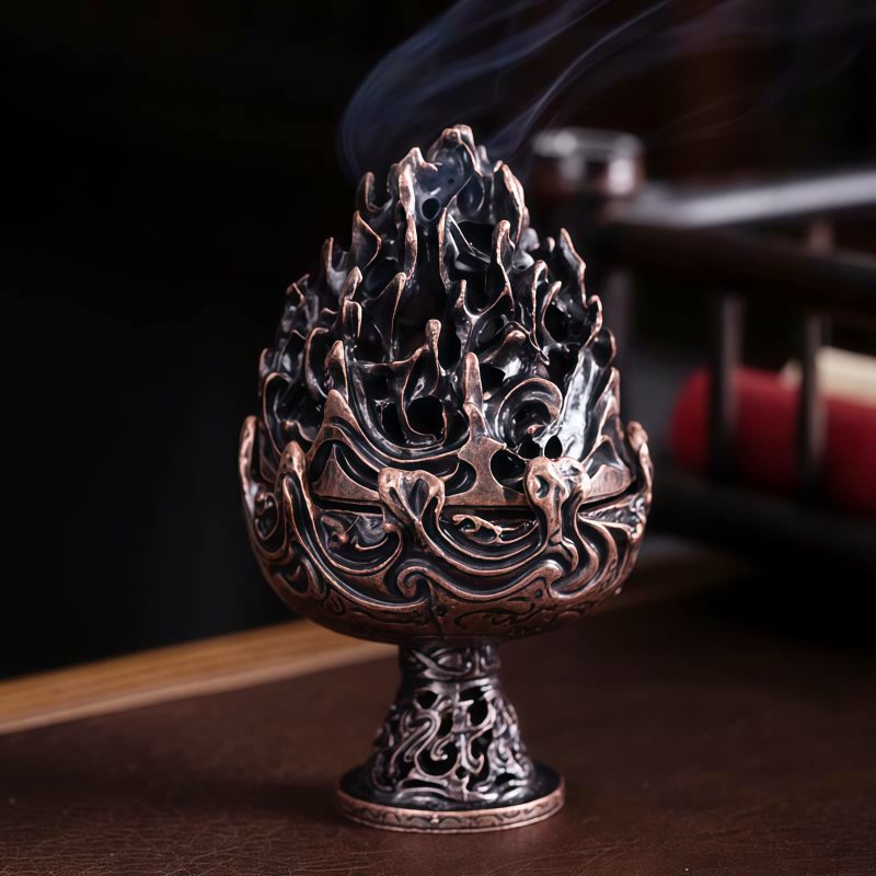 Quemador de Incienso Miniatura de Aleación de Cobre Tibetano Tibetan Copper Alloy Mini Mountain Incense Burner