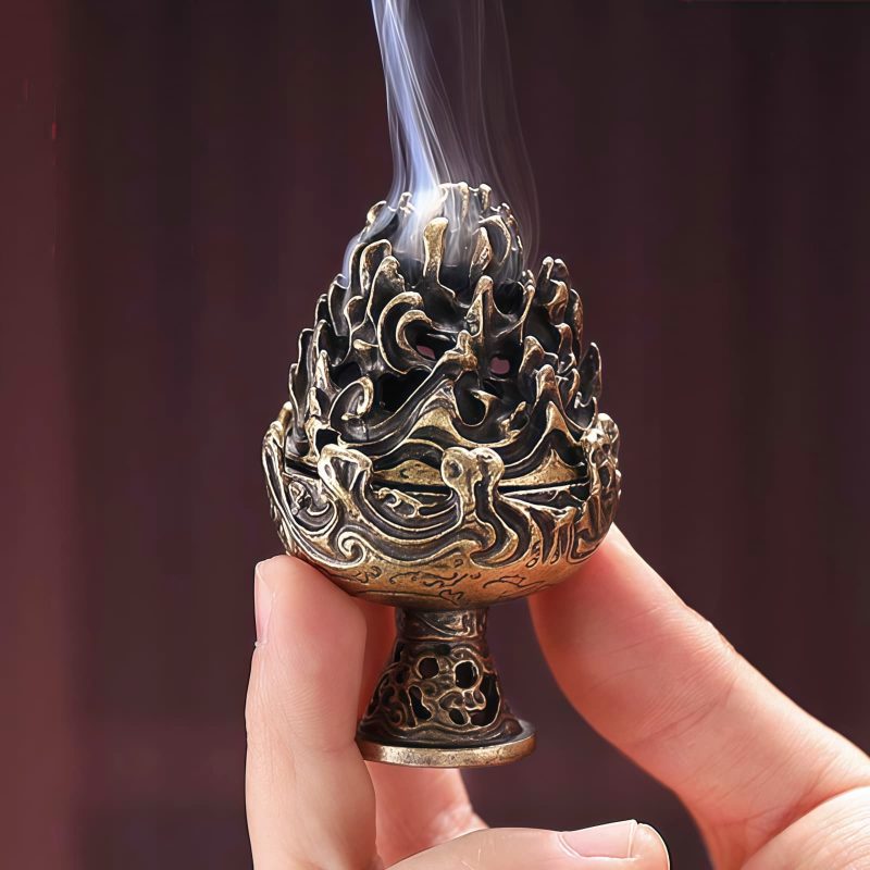 Quemador de Incienso Miniatura de Aleación de Cobre Tibetano Tibetan Copper Alloy Mini Mountain Incense Burner