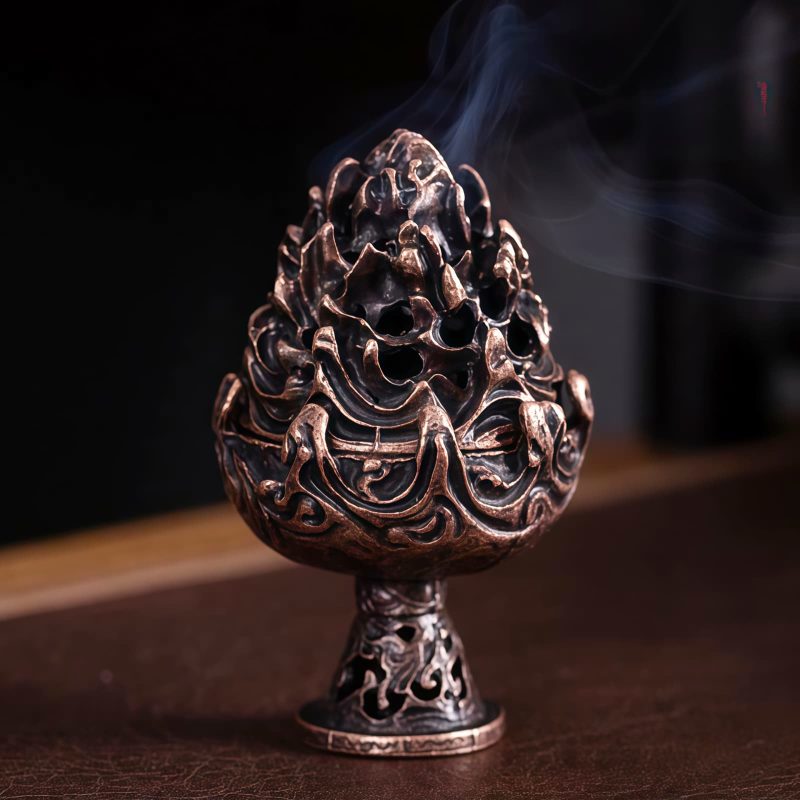 Quemador de Incienso Miniatura de Aleación de Cobre Tibetano Tibetan Copper Alloy Mini Mountain Incense Burner