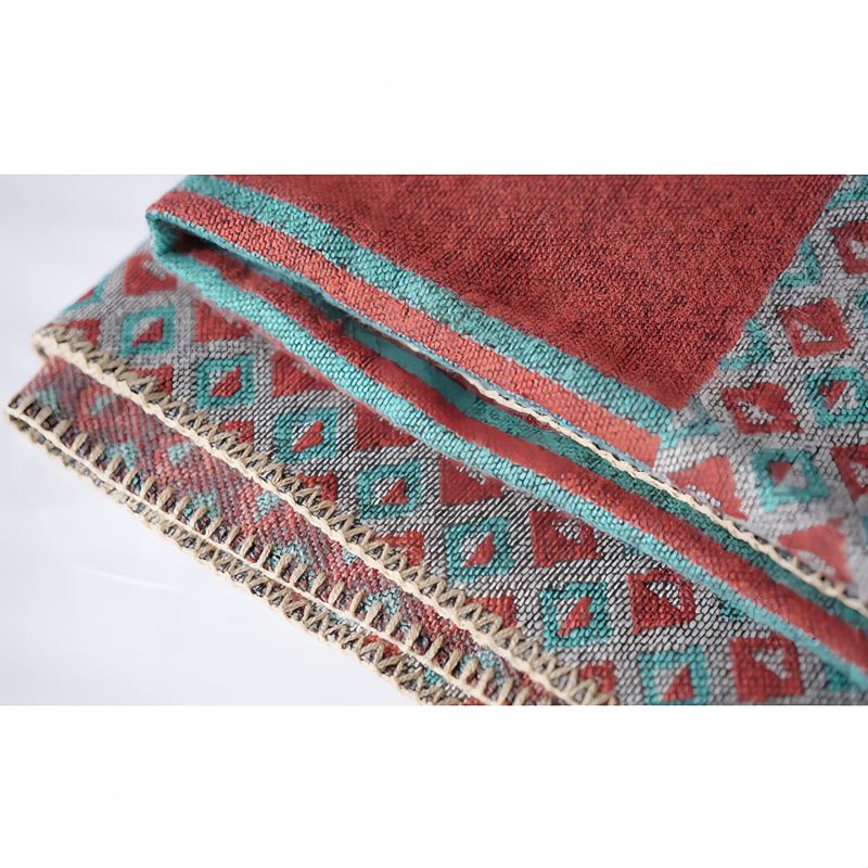 Chal de Rayas con Patrón de Diamante Tibetano Tibetan Diamond Pattern Striped Shawl