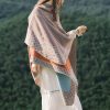 Chal de Rayas con Patrón de Diamante Tibetano Tibetan Diamond Pattern Striped Shawl
