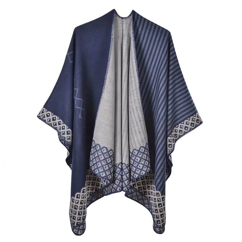 Chal de Rayas con Patrón de Diamante Tibetano Tibetan Diamond Pattern Striped Shawl