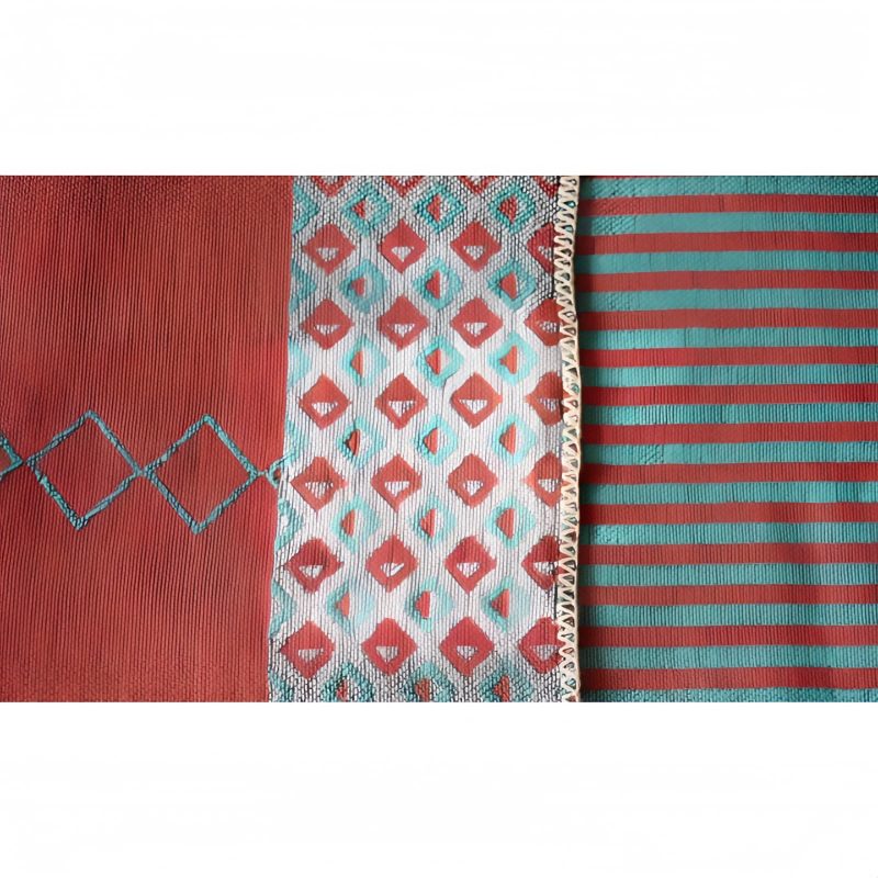Chal de Rayas con Patrón de Diamante Tibetano Tibetan Diamond Pattern Striped Shawl