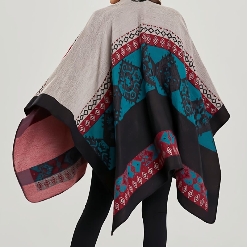 Chaleco Cálido con Patrón de Diamante Tibetano Tibetan Diamond Pattern Warm Shawl