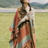 Chaleco Cálido con Patrón de Diamante Tibetano Tibetan Diamond Pattern Warm Shawl