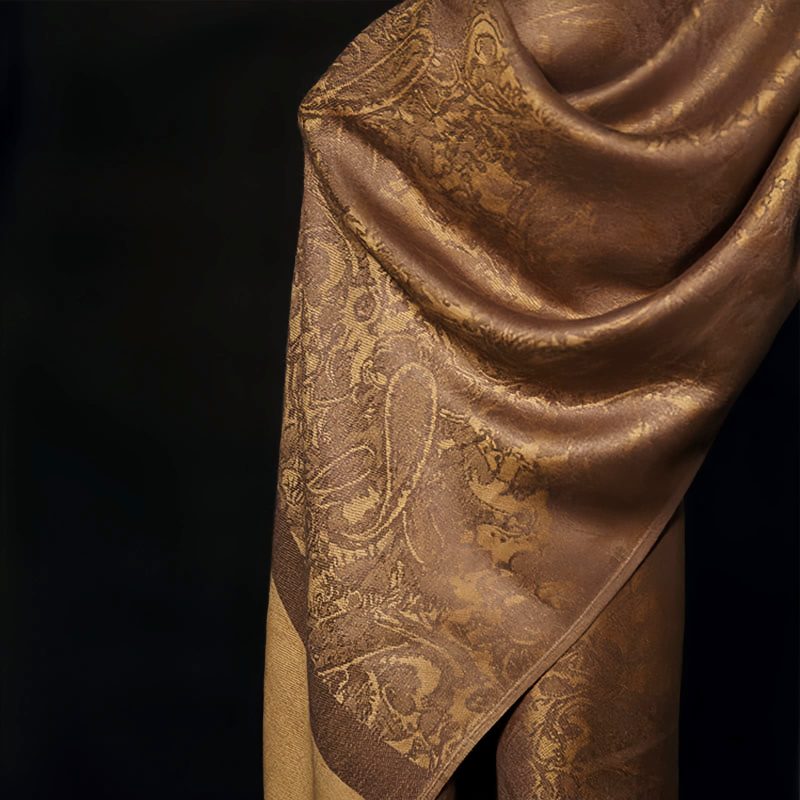 Chale Tibetano con Borlas Jacquard Tibetan Jacquard Tassel Shawl