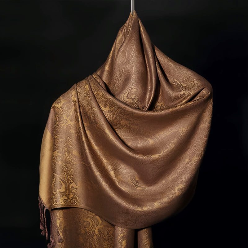 Chale Tibetano con Borlas Jacquard Tibetan Jacquard Tassel Shawl