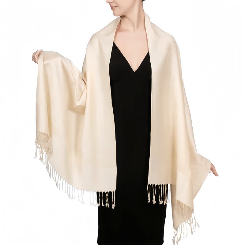 Chale Tibetano con Borlas Jacquard Tibetan Jacquard Tassel Shawl