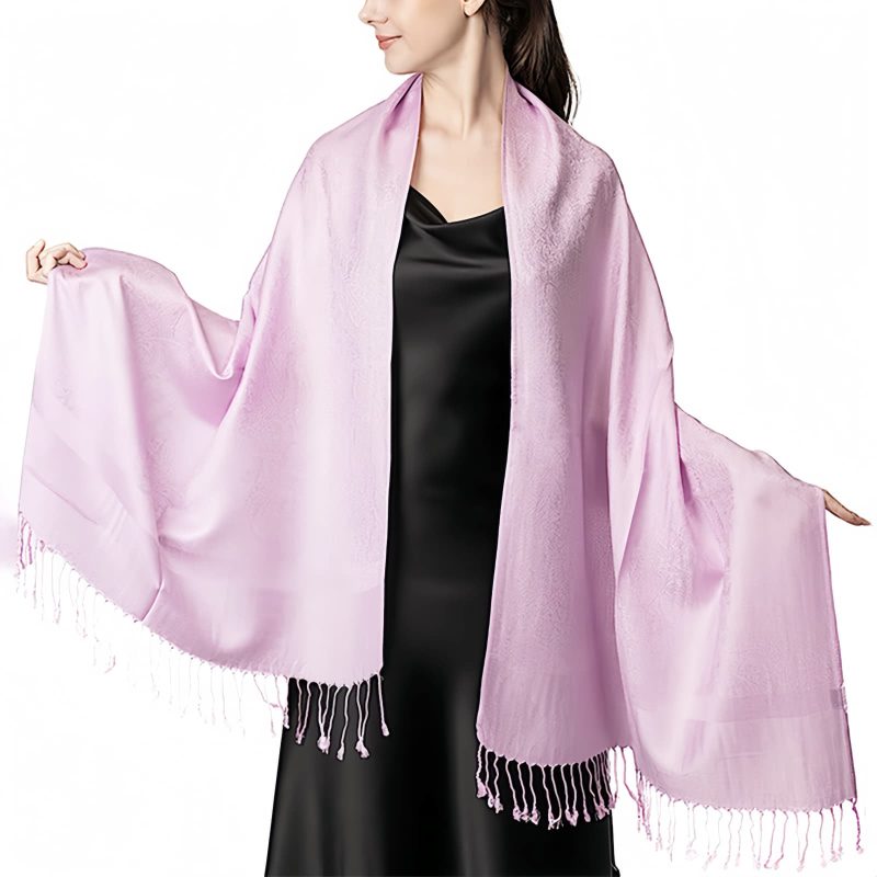 Chale Tibetano con Borlas Jacquard Tibetan Jacquard Tassel Shawl