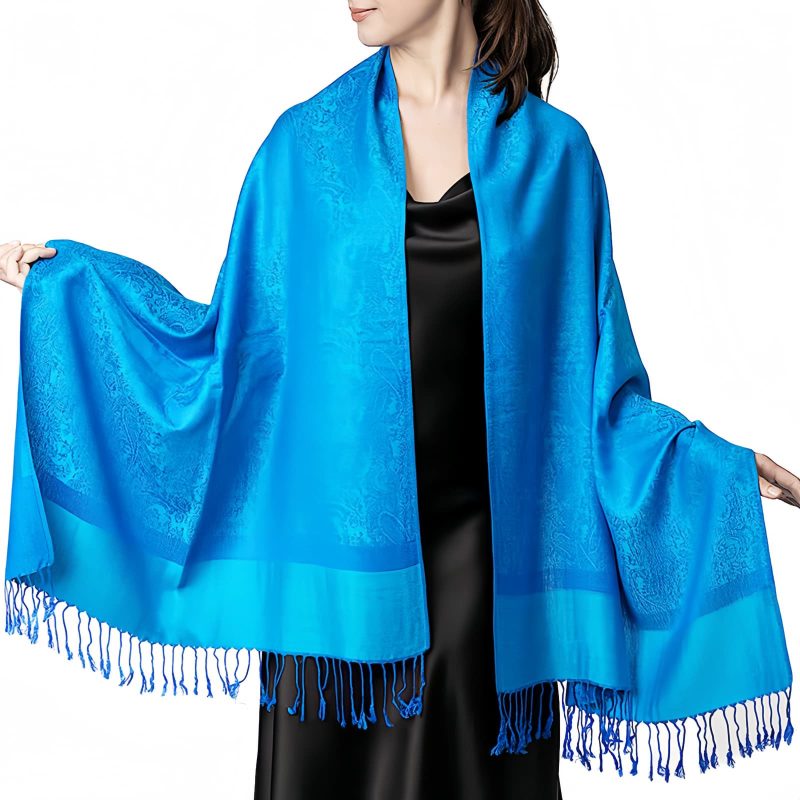 Chale Tibetano con Borlas Jacquard Tibetan Jacquard Tassel Shawl