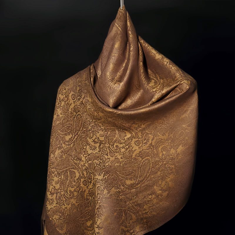 Chale Tibetano con Borlas Jacquard Tibetan Jacquard Tassel Shawl