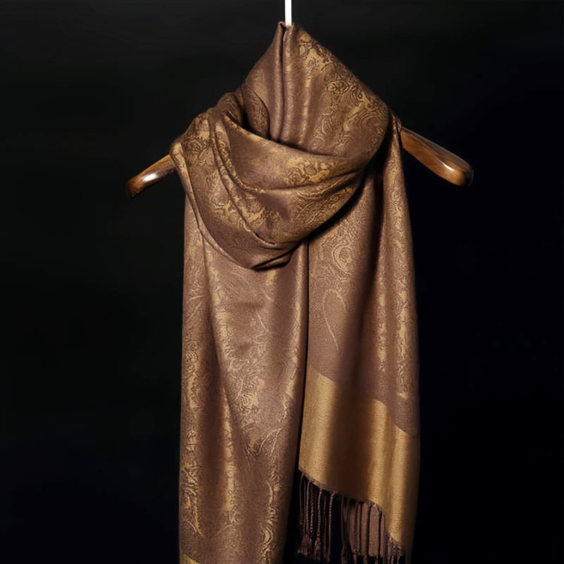 Chale Tibetano con Borlas Jacquard Tibetan Jacquard Tassel Shawl