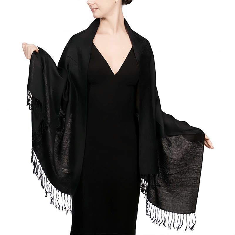Chale Tibetano con Borlas Jacquard Tibetan Jacquard Tassel Shawl