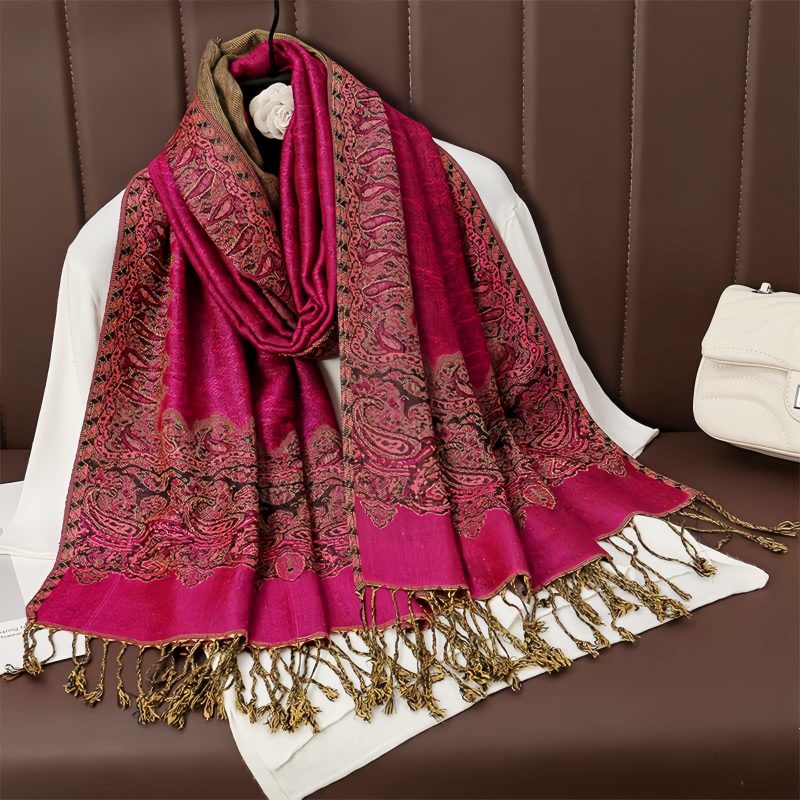 Chale Tibetano de Poliéster con Diseño Floral Colorido Tibetan Polyester Colorful Floral Design Shawl