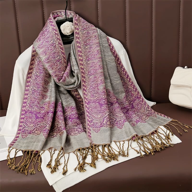Chale Tibetano de Poliéster con Diseño Floral Colorido Tibetan Polyester Colorful Floral Design Shawl