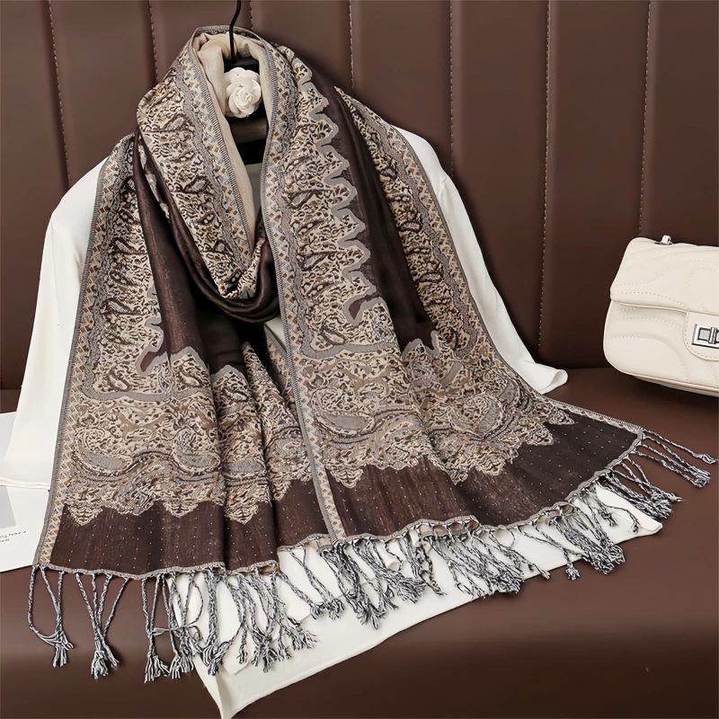 Chale Tibetano de Poliéster con Diseño Floral Colorido Tibetan Polyester Colorful Floral Design Shawl