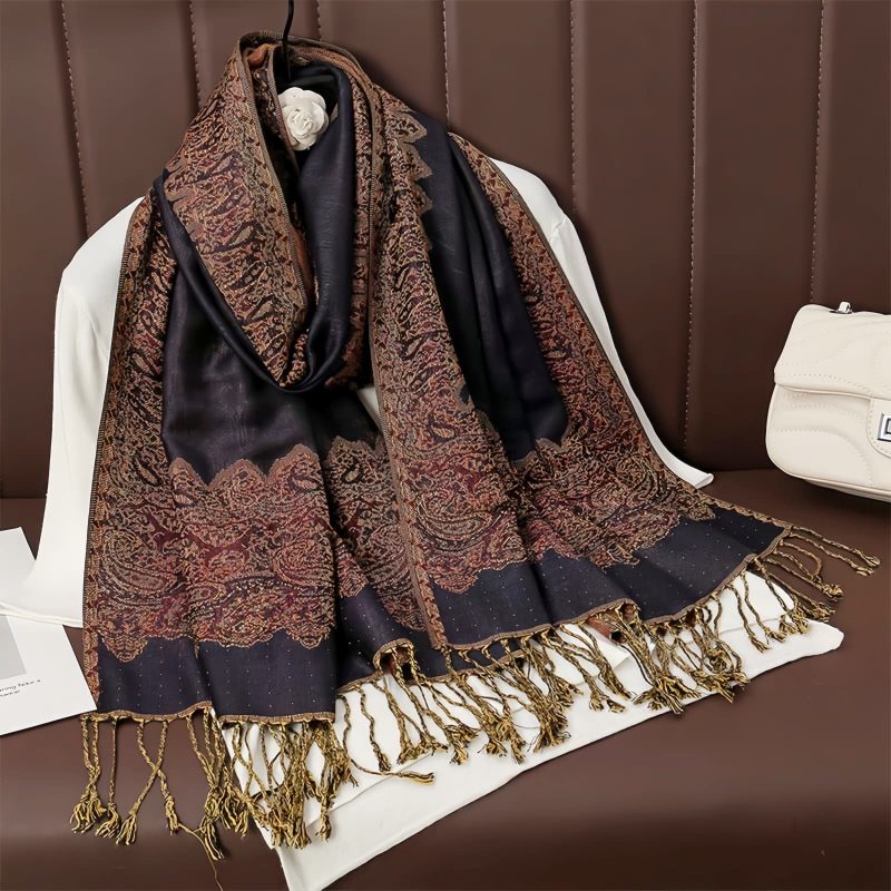 Chale Tibetano de Poliéster con Diseño Floral Colorido Tibetan Polyester Colorful Floral Design Shawl