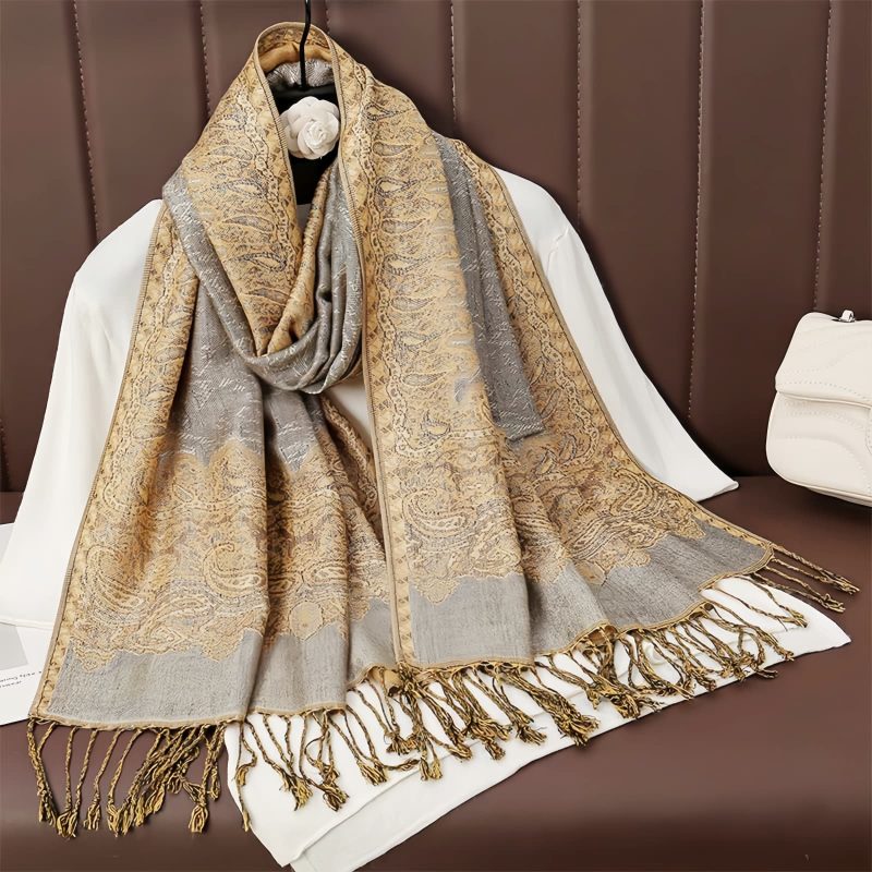 Chale Tibetano de Poliéster con Diseño Floral Colorido Tibetan Polyester Colorful Floral Design Shawl