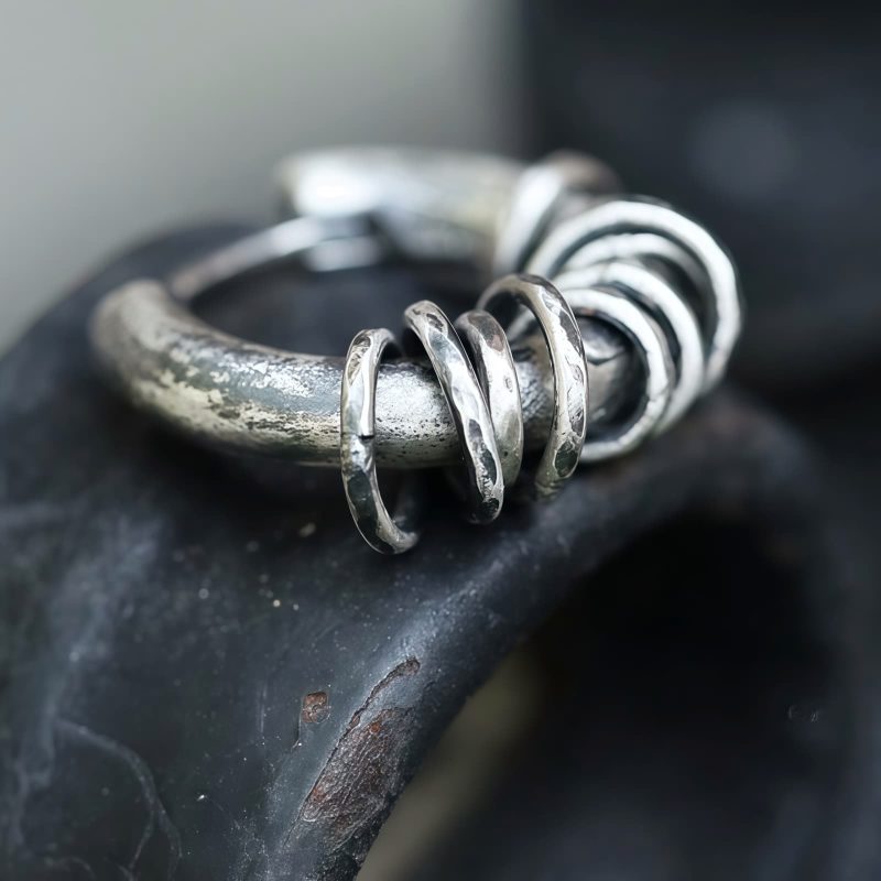 Aretes de Plata Tibetana Martillados a Mano para Protección Hand-hammered Tibetan Silver Protection Earrings