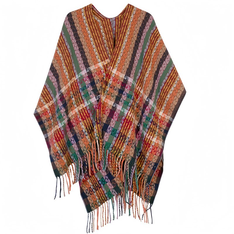 Chale Pañuelo de Rayas Tibetanas de Colores Tibetan Colorful Stripe Shawl Wrap