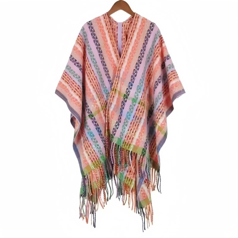 Chale Pañuelo de Rayas Tibetanas de Colores Tibetan Colorful Stripe Shawl Wrap