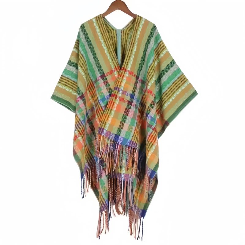 Chale Pañuelo de Rayas Tibetanas de Colores Tibetan Colorful Stripe Shawl Wrap