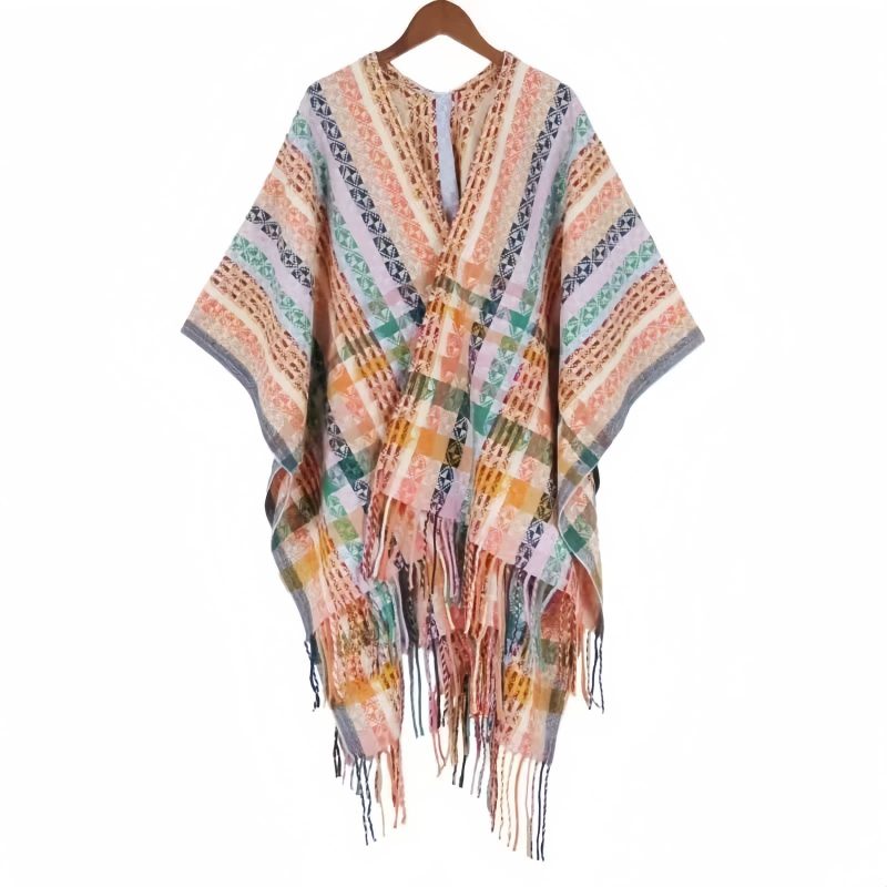 Chale Pañuelo de Rayas Tibetanas de Colores Tibetan Colorful Stripe Shawl Wrap