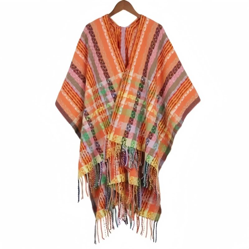 Chale Pañuelo de Rayas Tibetanas de Colores Tibetan Colorful Stripe Shawl Wrap