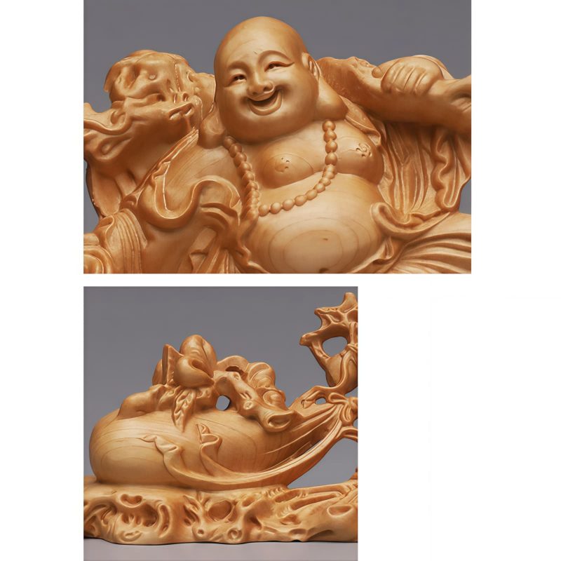 Decoración de Buda Ríe de Madera de Thuja Tibetana Tibetan Thuja Laughing Buddha Wood Decoration