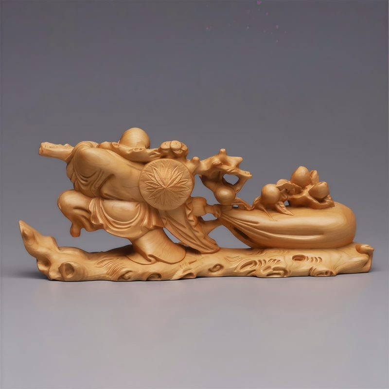 Decoración de Buda Ríe de Madera de Thuja Tibetana Tibetan Thuja Laughing Buddha Wood Decoration