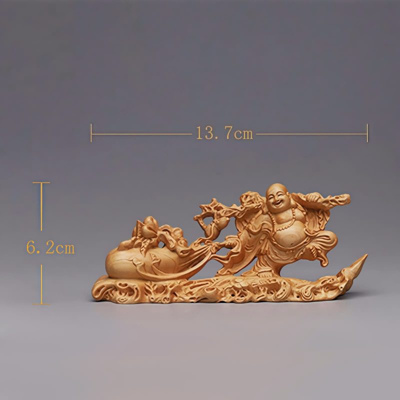 Decoración de Buda Ríe de Madera de Thuja Tibetana Tibetan Thuja Laughing Buddha Wood Decoration