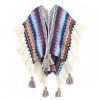Chale Tibetano con Franjas Onduladas y Borlas Tibetan Wavy Striped Tassel Shawl