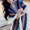 Chale Tibetano con Franjas Onduladas y Borlas Tibetan Wavy Striped Tassel Shawl