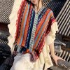Chale Tibetano con Franjas Onduladas y Borlas Tibetan Wavy Striped Tassel Shawl