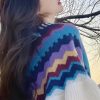 Chale Tibetano con Franjas Onduladas y Borlas Tibetan Wavy Striped Tassel Shawl