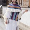 Chale Tibetano con Franjas Onduladas y Borlas Tibetan Wavy Striped Tassel Shawl