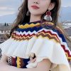 Chale Tibetano con Franjas Onduladas y Borlas Tibetan Wavy Striped Tassel Shawl