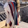 Chale Tibetano con Franjas Onduladas y Borlas Tibetan Wavy Striped Tassel Shawl