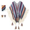 Chale Tibetano con Franjas Onduladas y Borlas Tibetan Wavy Striped Tassel Shawl