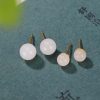 Aretes de Estudio de Jade Blanco Tibetano en Plata 925 925 Silver Tibetan White Jade Blessing Stud Earrings
